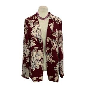 LULUS Floral Satin Open Front Blazer Size M